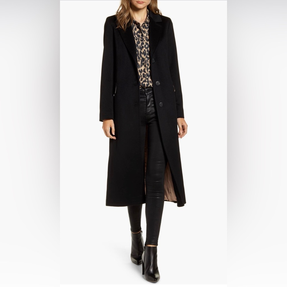 Fleurette Notch Collar Wool Maxi Coat